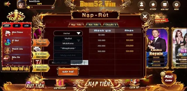 Bom52 Vin – Game đổi thưởng đỉnh cao làng nổ hũ, tài xỉu